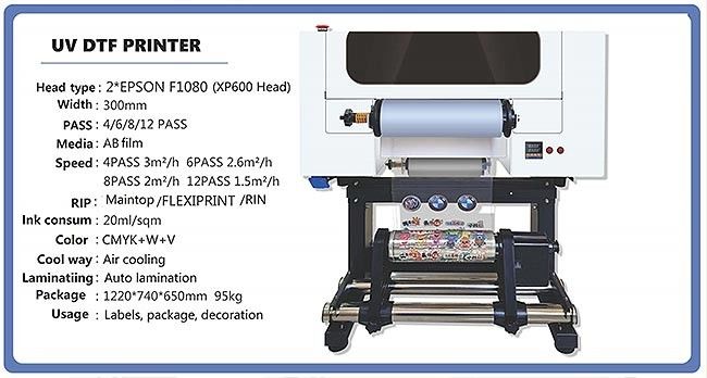چاپگر DTF UV 30CM با دو سر A3 UV DTF برای بطری پلاستیک آکریلیک