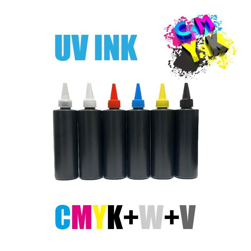 CMYK + W + V UV DTF Ink UV DTF جوهر چسب و ورنیش UV DTF Printing Ink