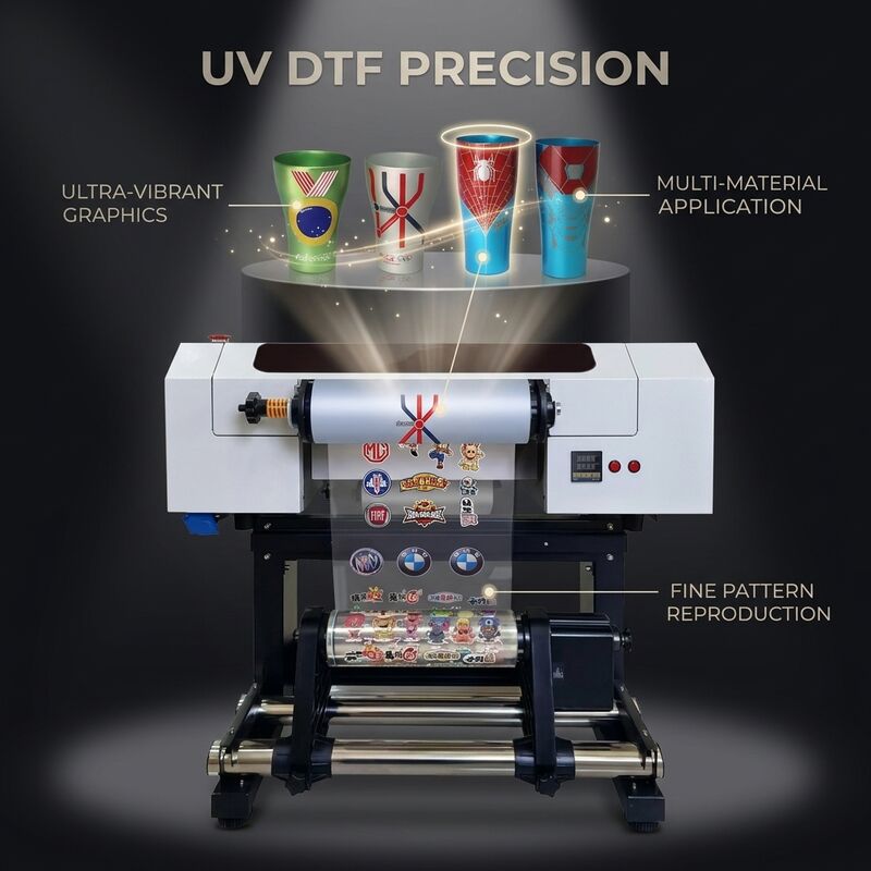 پرینتر DTF UV 300 میلی متر I3200U1 پرینتر CMYK سفید لاک روشن رنگارنگ دستگاه خروجی