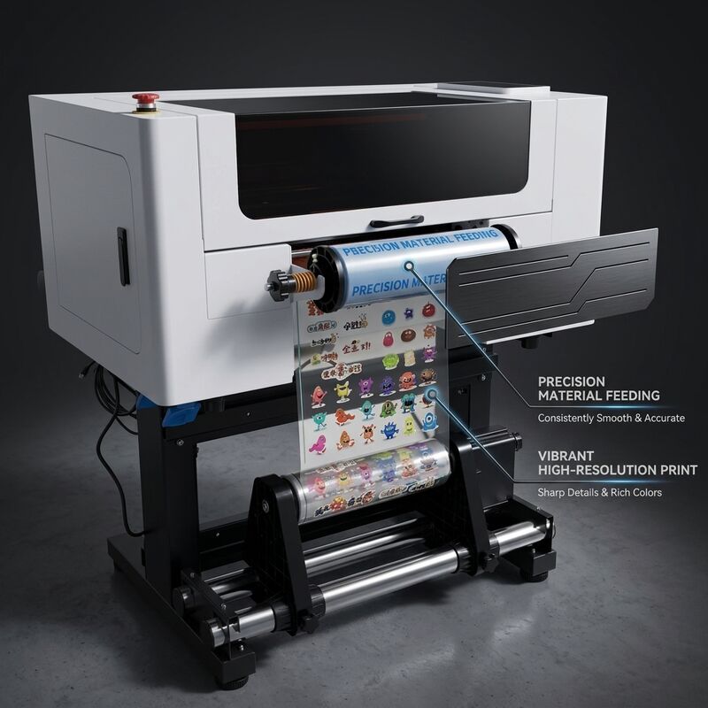 CMYK White Varnish UV DTF Printer دستگاه چاپ لوگو A3 برای تزئین برچسب